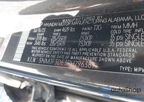 2024 Hyundai Tucson Sel from USA, damaged, VIN 5NMJF3DE3RH296381